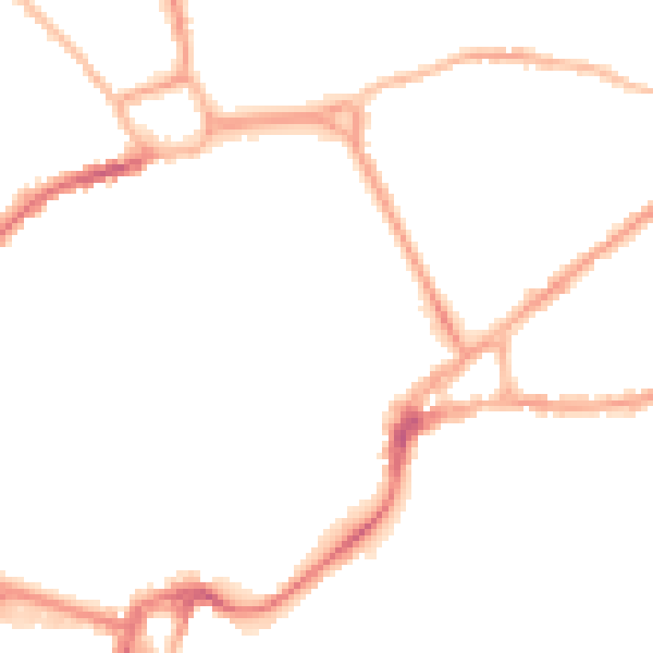 Night-time road noise heatmap for PO19 1PD