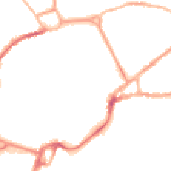 Night-time road noise heatmap for PO19 1PH