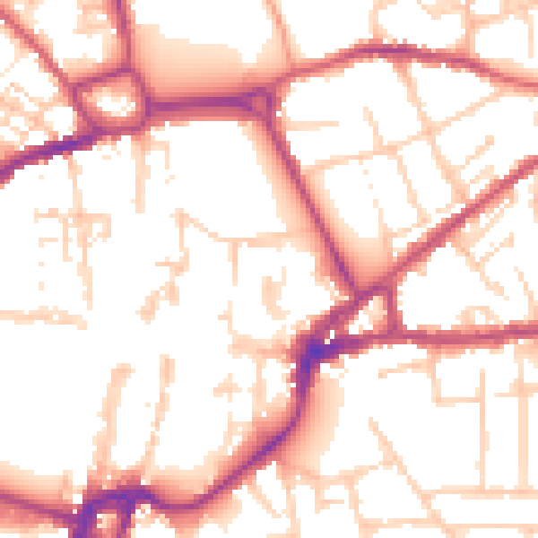 Daytime road noise heatmap for PO19 1PR