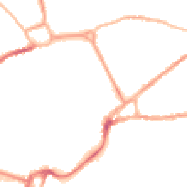 Night-time road noise heatmap for PO19 1PR