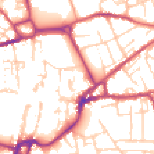 Daytime road noise heatmap for PO19 1QZ