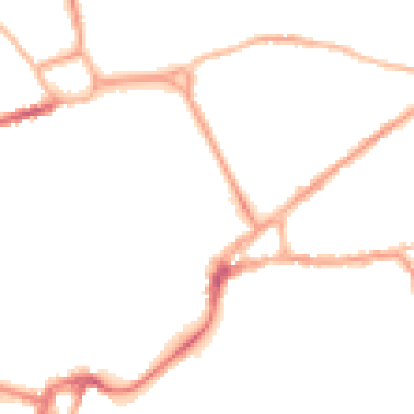 Night-time road noise heatmap for PO19 1QZ