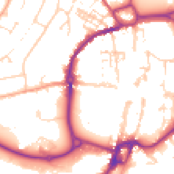 Daytime road noise heatmap for PO19 1RP