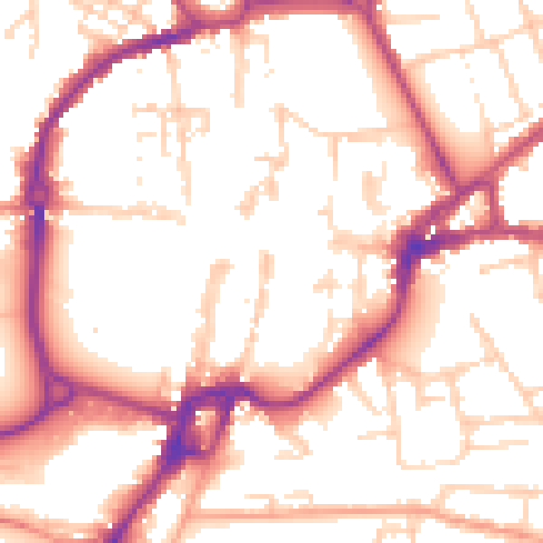 Daytime road noise heatmap for PO19 1TJ