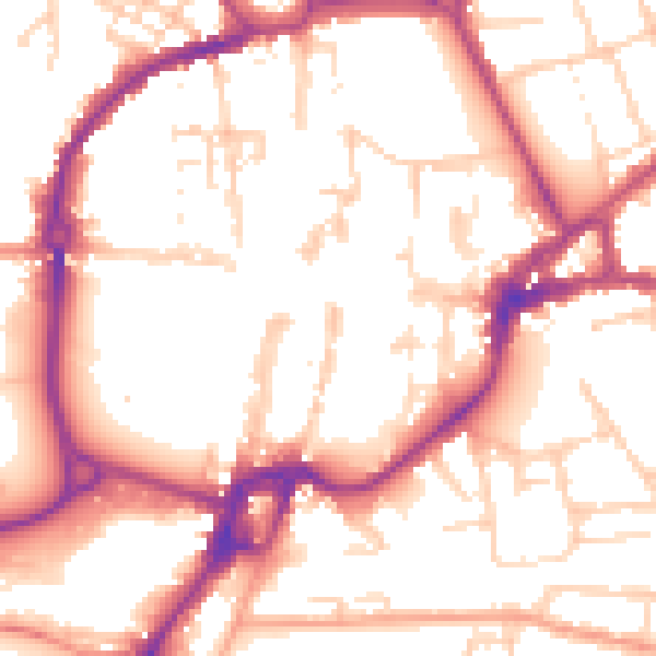 Daytime road noise heatmap for PO19 1TQ