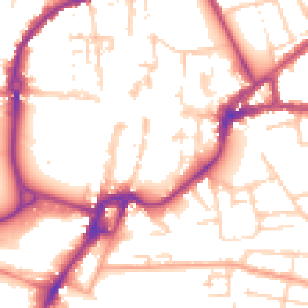 Daytime road noise heatmap for PO19 1TR