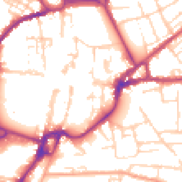Daytime road noise heatmap for PO19 1UA