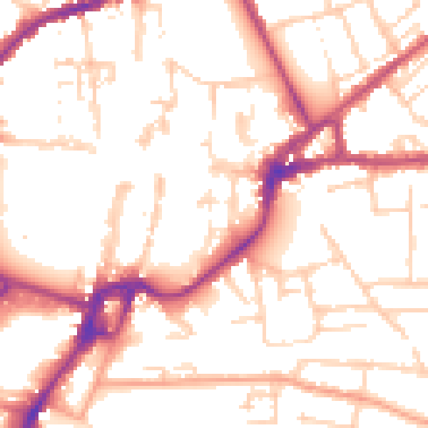 Daytime road noise heatmap for PO19 1UE