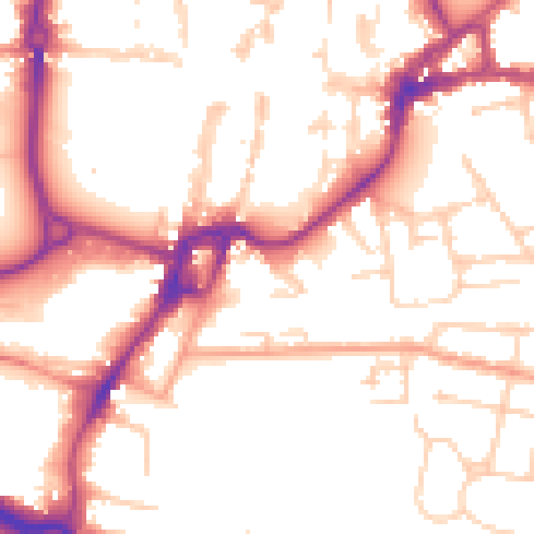 Daytime road noise heatmap for PO19 1UZ