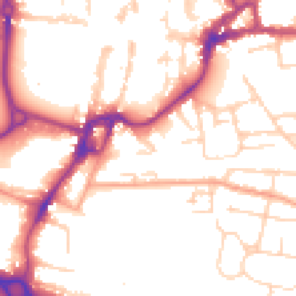 Daytime road noise heatmap for PO19 1XD