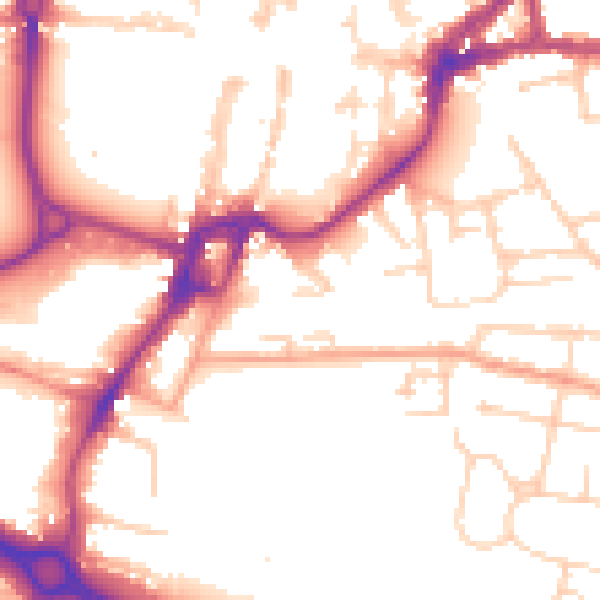 Daytime road noise heatmap for PO19 1XF