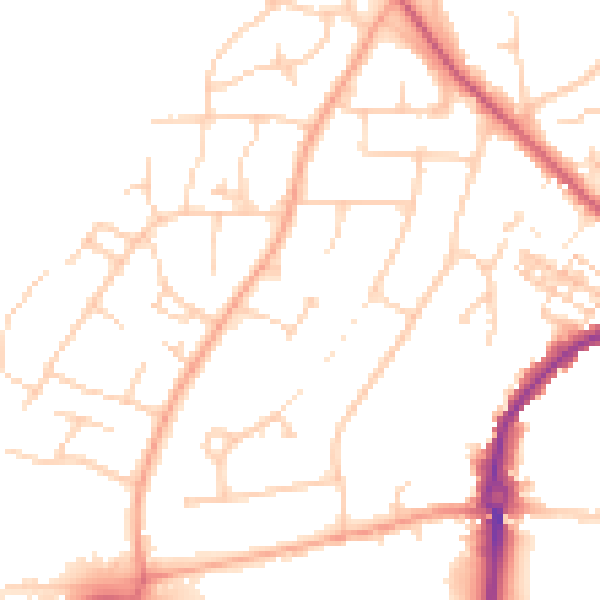 Daytime road noise heatmap for PO19 3AG