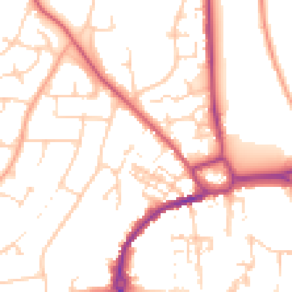 Daytime road noise heatmap for PO19 3BS