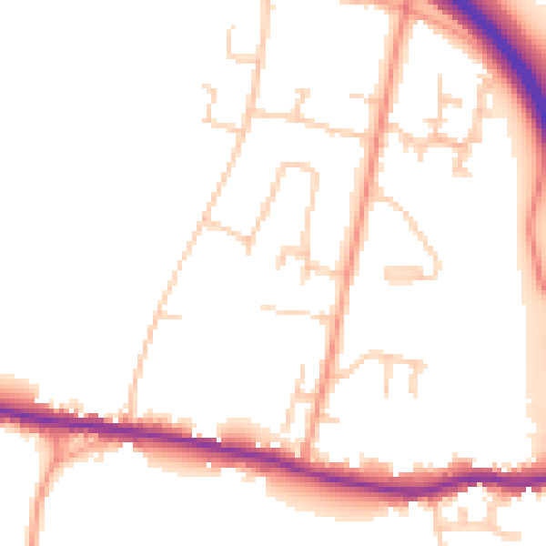 Daytime road noise heatmap for PO19 3DF