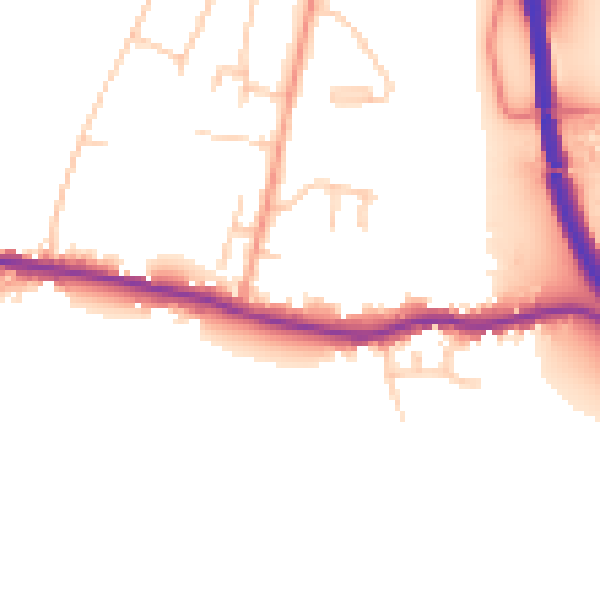 Daytime road noise heatmap for PO19 3FB
