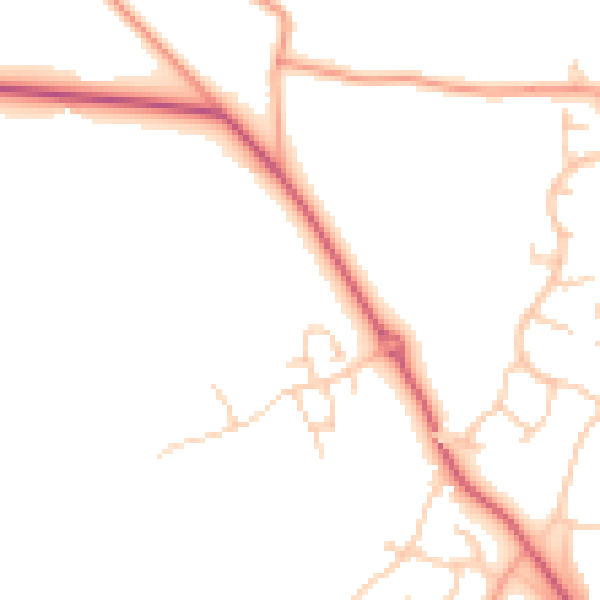 Daytime road noise heatmap for PO19 3FU