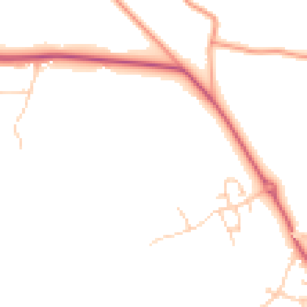 Daytime road noise heatmap for PO19 3GD