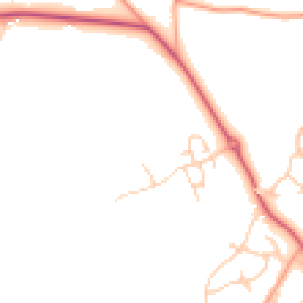 Daytime road noise heatmap for PO19 3GG
