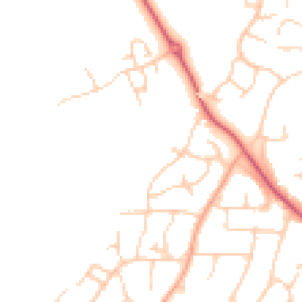Daytime road noise heatmap for PO19 3GT