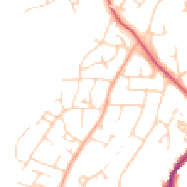 Daytime road noise heatmap for PO19 3LD