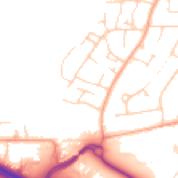 Daytime road noise heatmap for PO19 3NB