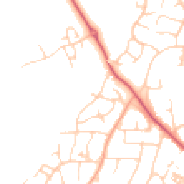 Daytime road noise heatmap for PO19 3PT