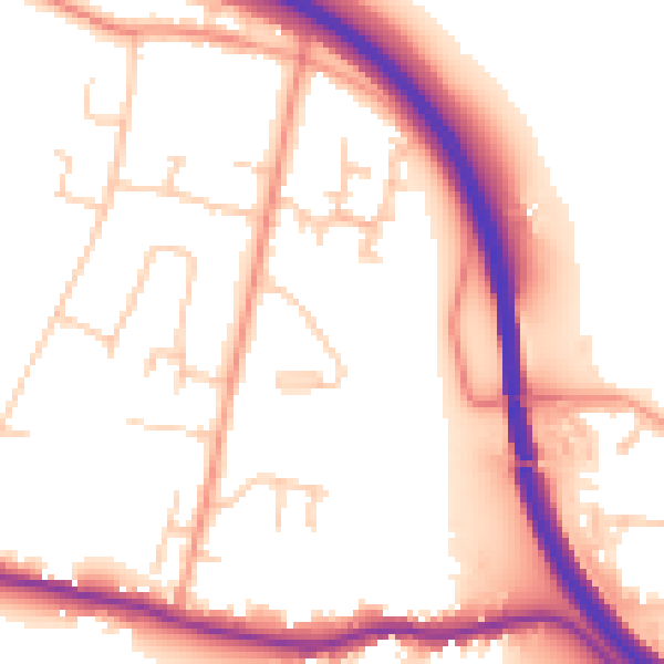 Daytime road noise heatmap for PO19 3QF