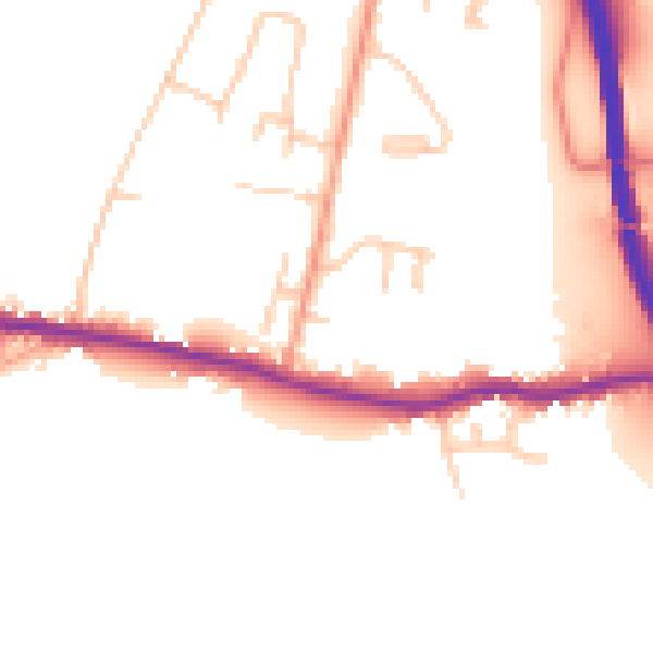 Daytime road noise heatmap for PO19 3QU
