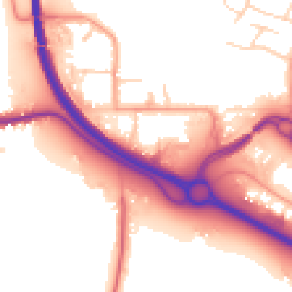 Daytime road noise heatmap for PO19 3RU