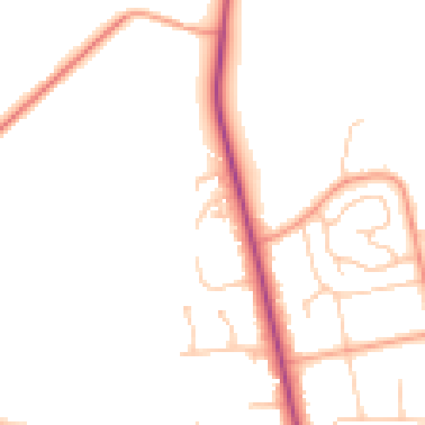 Daytime road noise heatmap for PO19 5AB