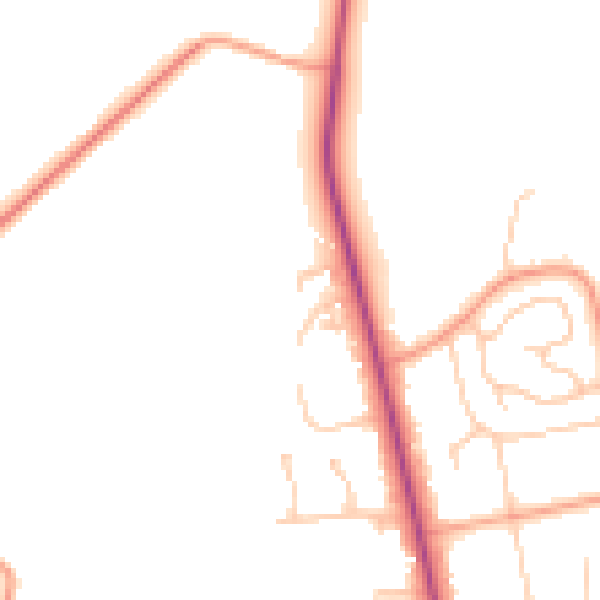 Daytime road noise heatmap for PO19 5AD