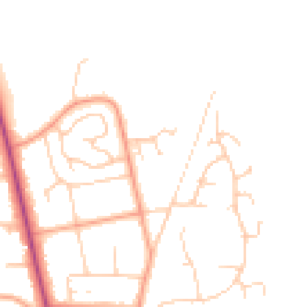 Daytime road noise heatmap for PO19 5BZ