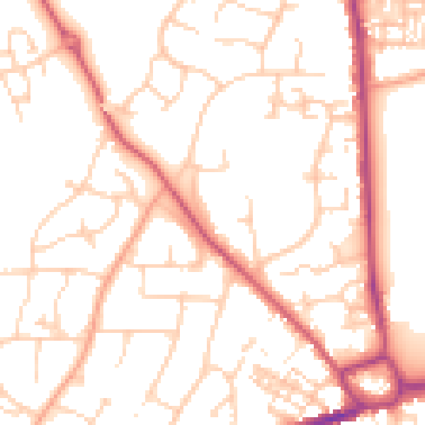 Daytime road noise heatmap for PO19 5DD
