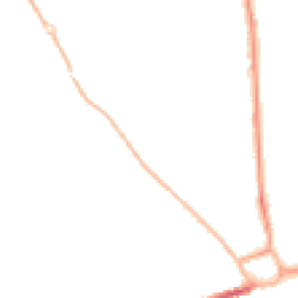 Night-time road noise heatmap for PO19 5DD
