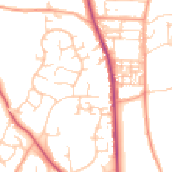 Daytime road noise heatmap for PO19 5DH