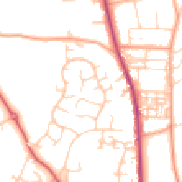 Daytime road noise heatmap for PO19 5DR