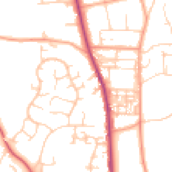 Daytime road noise heatmap for PO19 5DS
