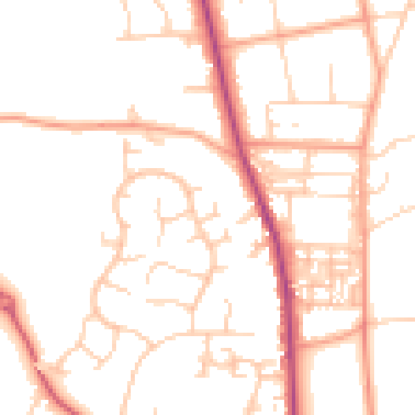 Daytime road noise heatmap for PO19 5DT