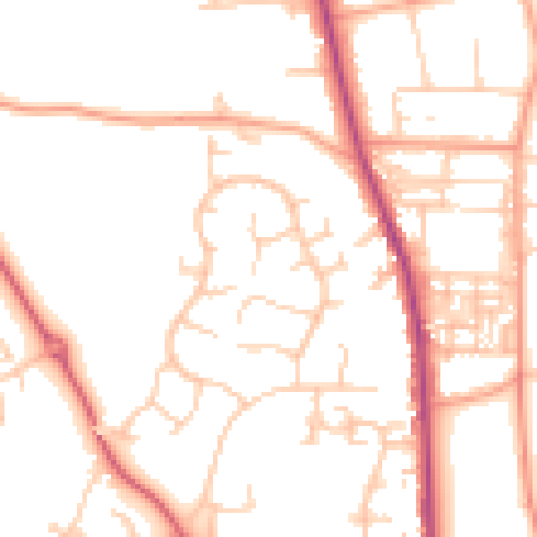 Daytime road noise heatmap for PO19 5DX