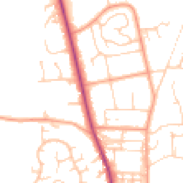 Daytime road noise heatmap for PO19 5JT
