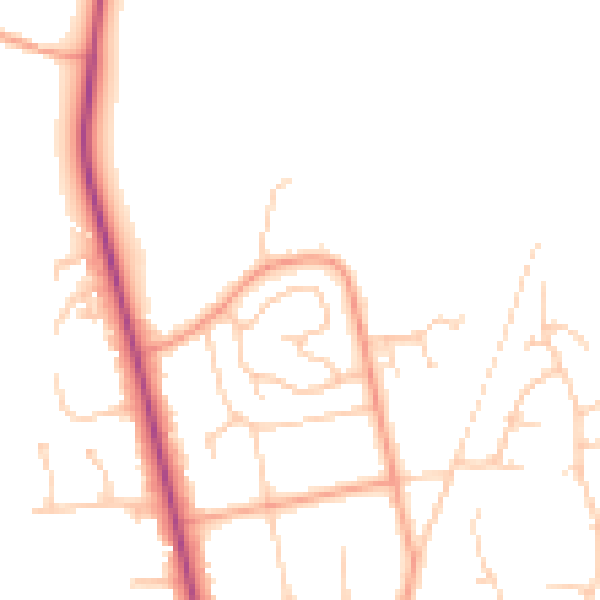 Daytime road noise heatmap for PO19 5NY