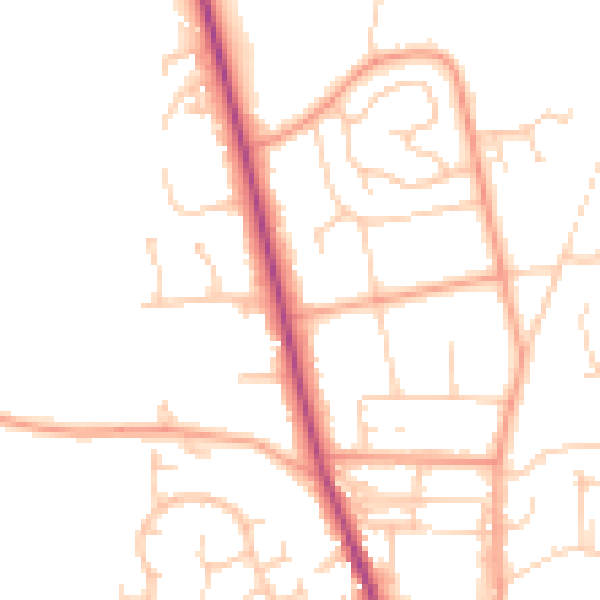 Daytime road noise heatmap for PO19 5PT
