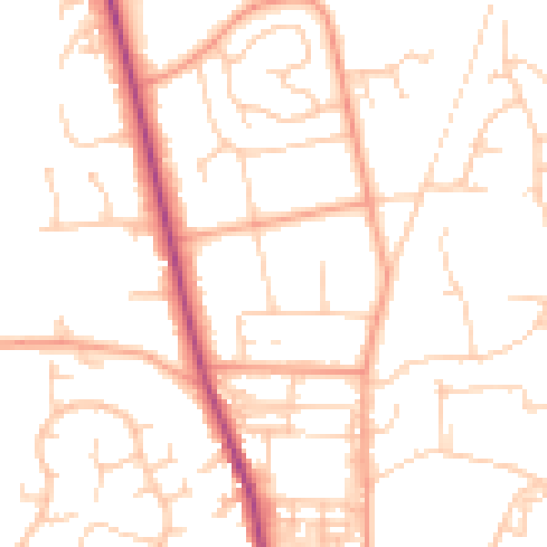 Daytime road noise heatmap for PO19 5PY