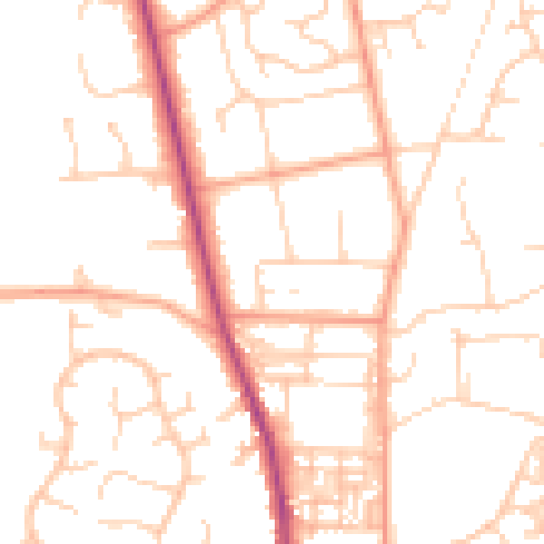 Daytime road noise heatmap for PO19 5QX