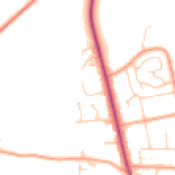 Daytime road noise heatmap for PO19 5RB