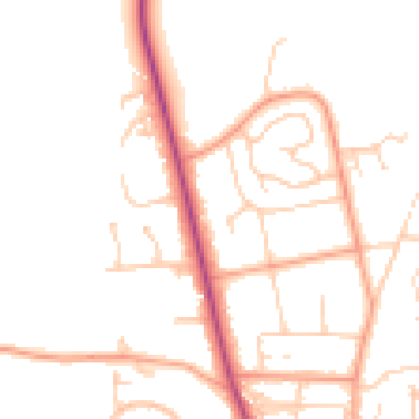 Daytime road noise heatmap for PO19 5RG
