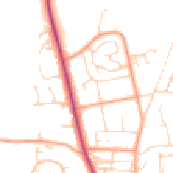 Daytime road noise heatmap for PO19 5UF