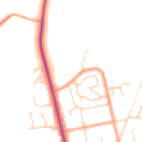 Daytime road noise heatmap for PO19 5XU