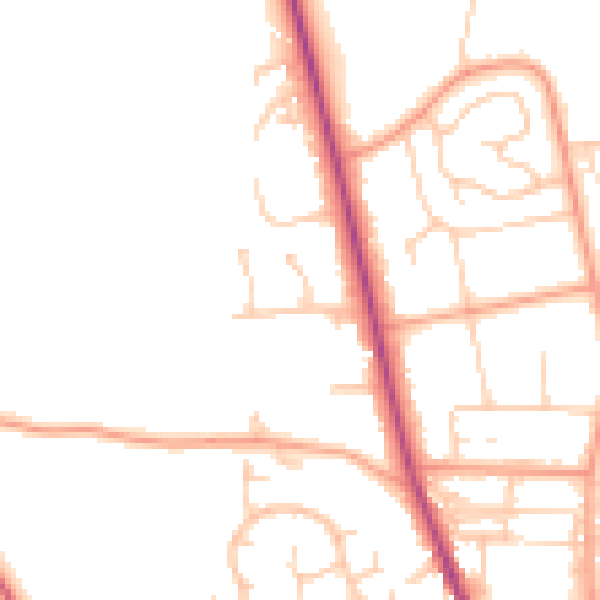 Daytime road noise heatmap for PO19 5YB