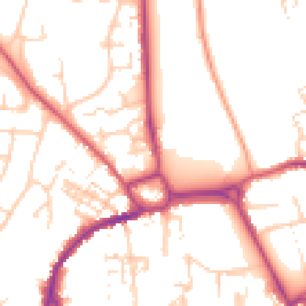 Daytime road noise heatmap for PO19 6AT